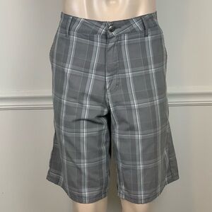 Etnies Gray Plaid Flat Front Shorts Lightweight Casual